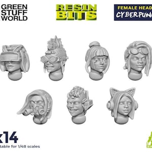 Female Heads CYBERPUNK - Set Resin battle sisters miniatures wargaming wargames kitbashing