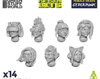 Female Heads CYBERPUNK - Set Resin Warhammer 40K Sigmar Decor Modelling Wargames