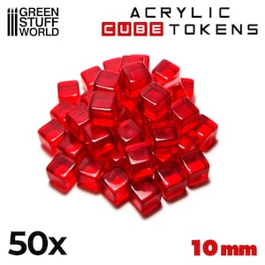 Tokens Cubos ROJOS 10mm - Marcadores Materiales Recursos - Juegos de Mesa Cartas