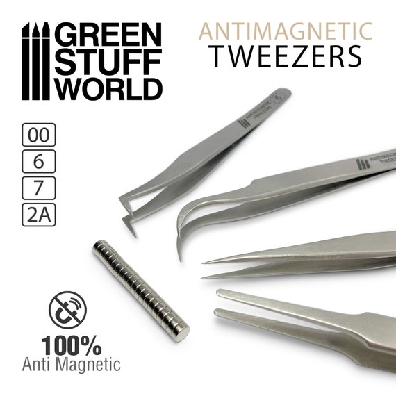 Setx4 100% Anti-magnetic QUARTZ Tweezers SET and Anti-acid N35 N52 