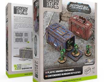 Plastic Sci-fi armored container (Pack x2) - Diorama compatible with Wargames Wargaming bits