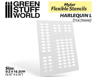 Flexible Stencils - HARLEQUIN L (11x7mm) - mylar paint effect hobby miniatures