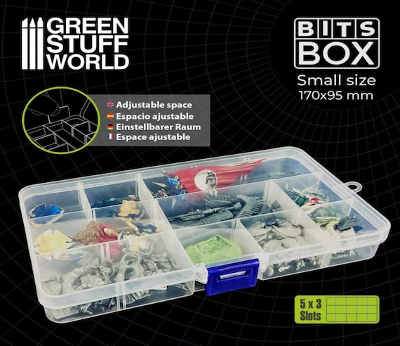 Storage Bits Boxes S - hold fishing accessories, compatible with screws, paperclips, bits, sewing threads, buttons, jewellery beads, tablets