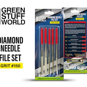 Set of 5 Diamond Needle files - 140mm - with Pouch - Real Diamond in the tips