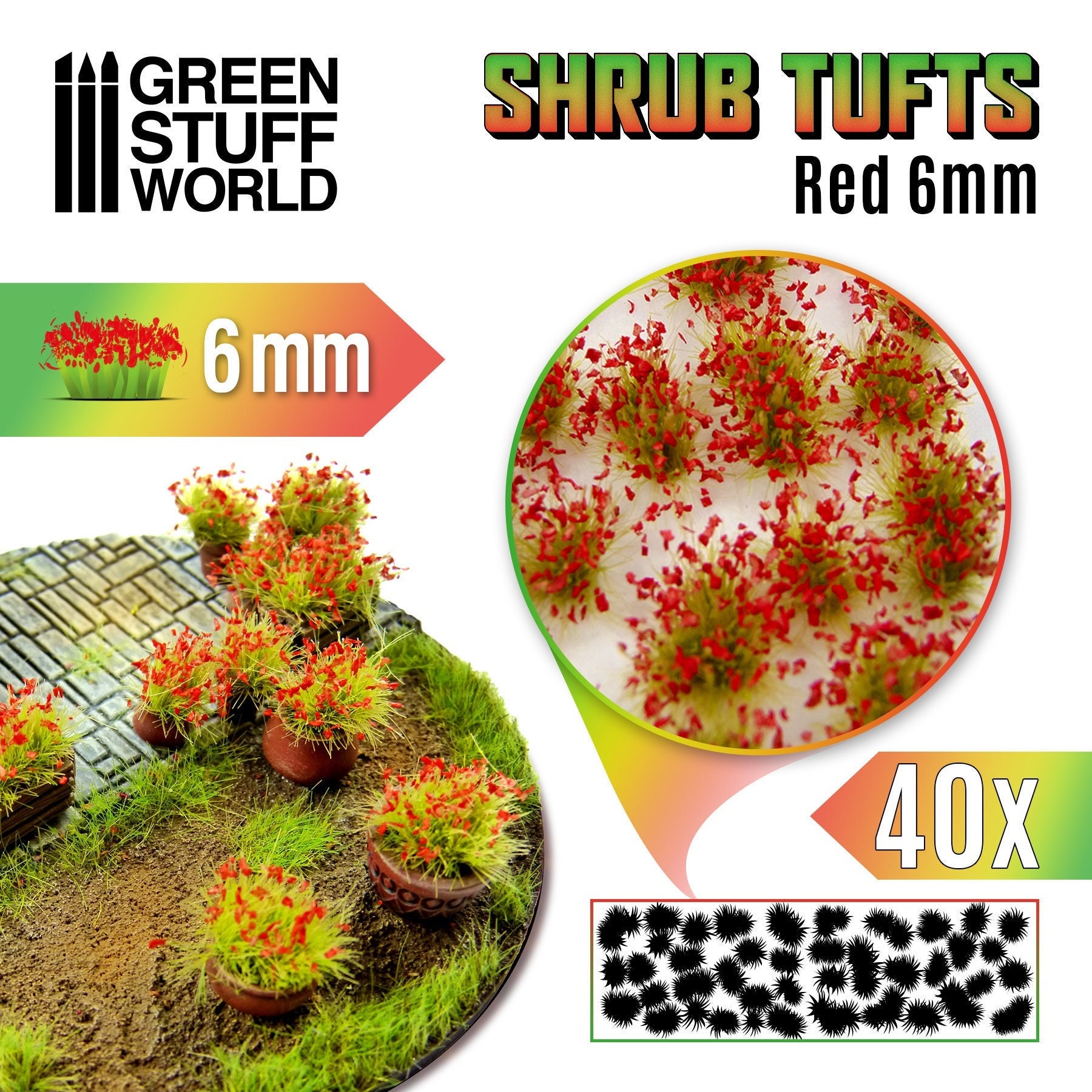 Rote Blumenbüscheln Selbstklebend 6mm Modellbau Warhammer Züge Rote Blumenbüscheln Selbstklebend 6mm Modellbau Warhammer Züge