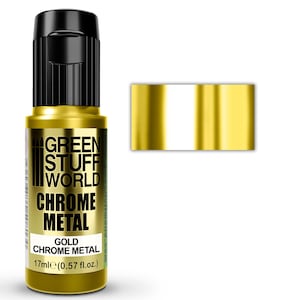 Tinta Cromada - DOURADO 17ml - tinta metálica com pincel e aerógrafo efeito espelho, cor cromada, dourado espelhado
