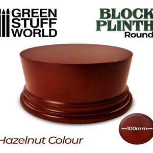 Round Block Plinth 10cm - Hazelnut - base figures miniatures scenery exhibition mdf wood