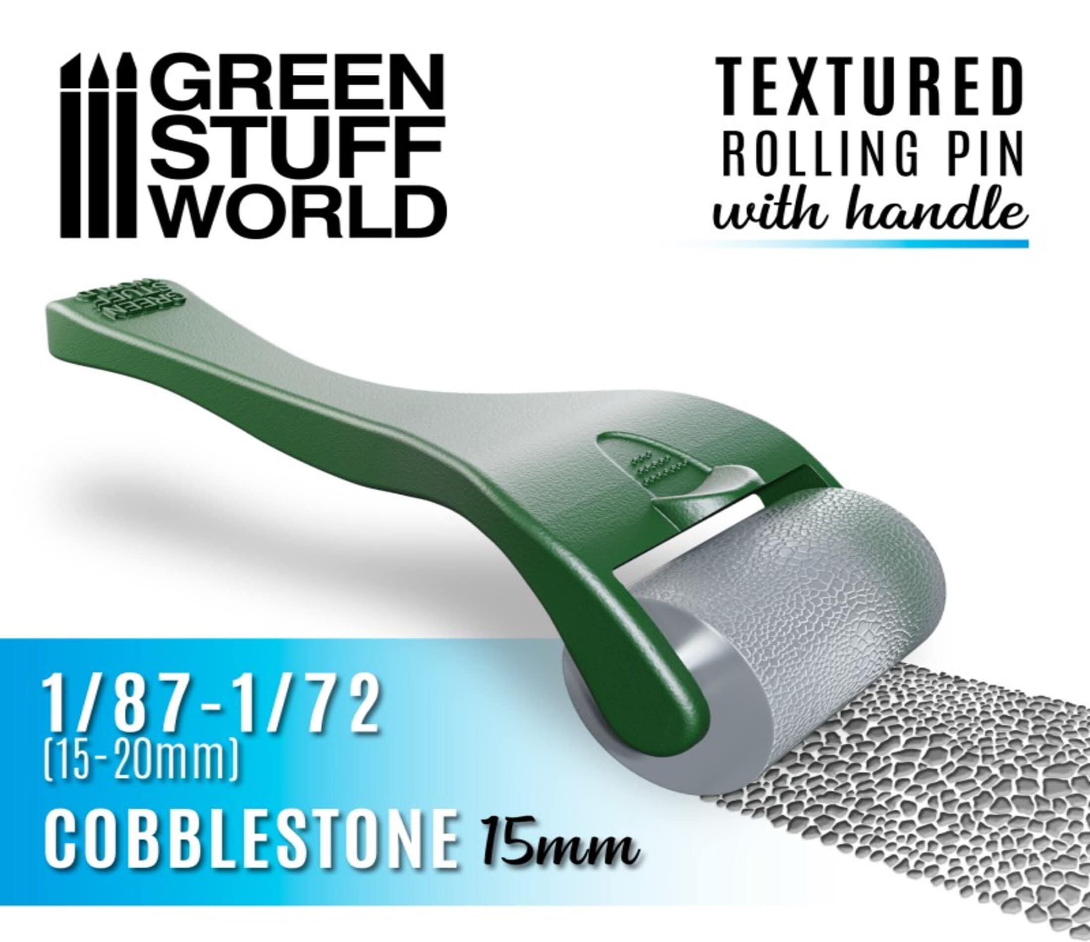 Rolling pin with Handle - Cobblestone 15mm - make your miniature bases diorama compatible with Wargames Wargaming  , dioramas Wargames