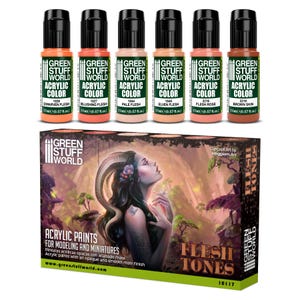 Conjunto de tintas - Flesh - Tintas acrílicas para pincel e aerógrafo Tintas para modelos de dioramas e bases em miniatura para pintura de jogos de guerra de fantasia