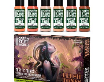 Färgset - Flesh - Pensel- och airbrushfärger Akrylfärger Modellfärger för dioramor och miniatyrbaser Fantasy Krigsspel