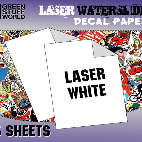 Waterslide Decals - Laser White decalpaper hobby miniatures. Water slide decal paper compatible with warhammer 40K and dioramas