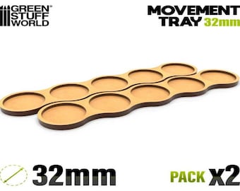 MDF Movement Trays - Skirmish AOS 32mm 5x1 - compatible with Wargames AOS and other miniature tabletop games
