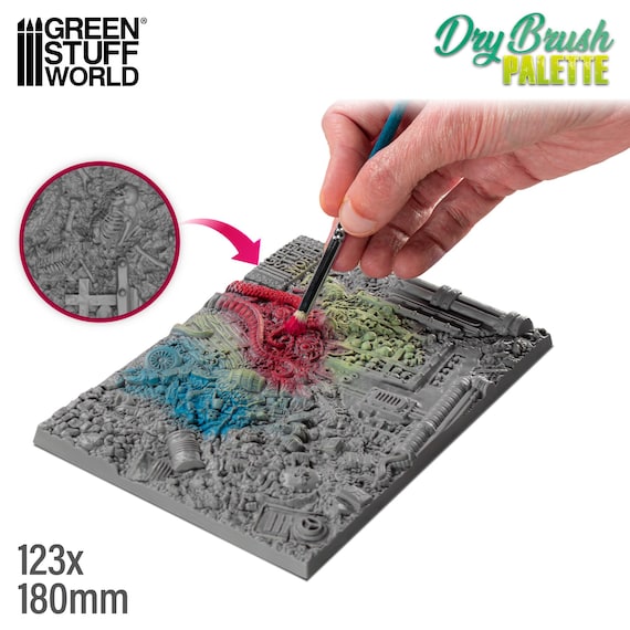 Dry Brush Palette - Drybrush texture palette - Dry palette for drybrushing compatible with Wetpalet Wet palette for miniature painting