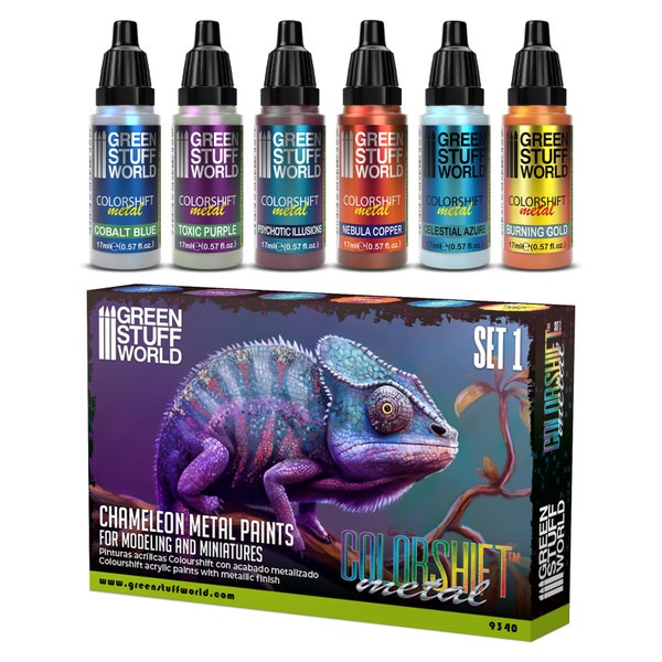 Set 1 Chameleon Paints - Brush and Airbrush Acrylic Color shift Paints Colorshift paints compatible with Miniatures Wargames Warhammer 40K