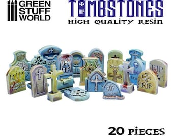 20x Gravestones Resin Set - Compatible with wargames warhammer undeath vampire counts miniature 40K resin cemetery