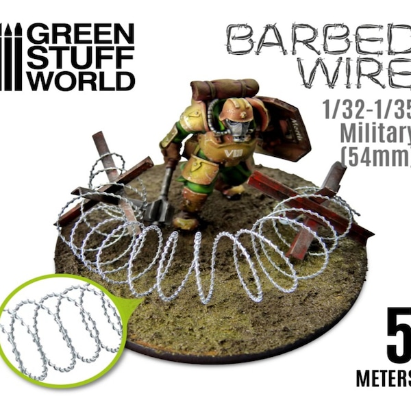 Simulated BARBED WIRE - 1/32-1/35 Military (54mm) compatible with Wargames dioramas and Warhammer 40K Miniatures