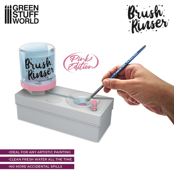 Wasserspender - Brush Rinser (ROSA AUSGABE) für Aquarellfarben Tempera Gouache Pinsel Acrylfarben Miniaturen Malerei