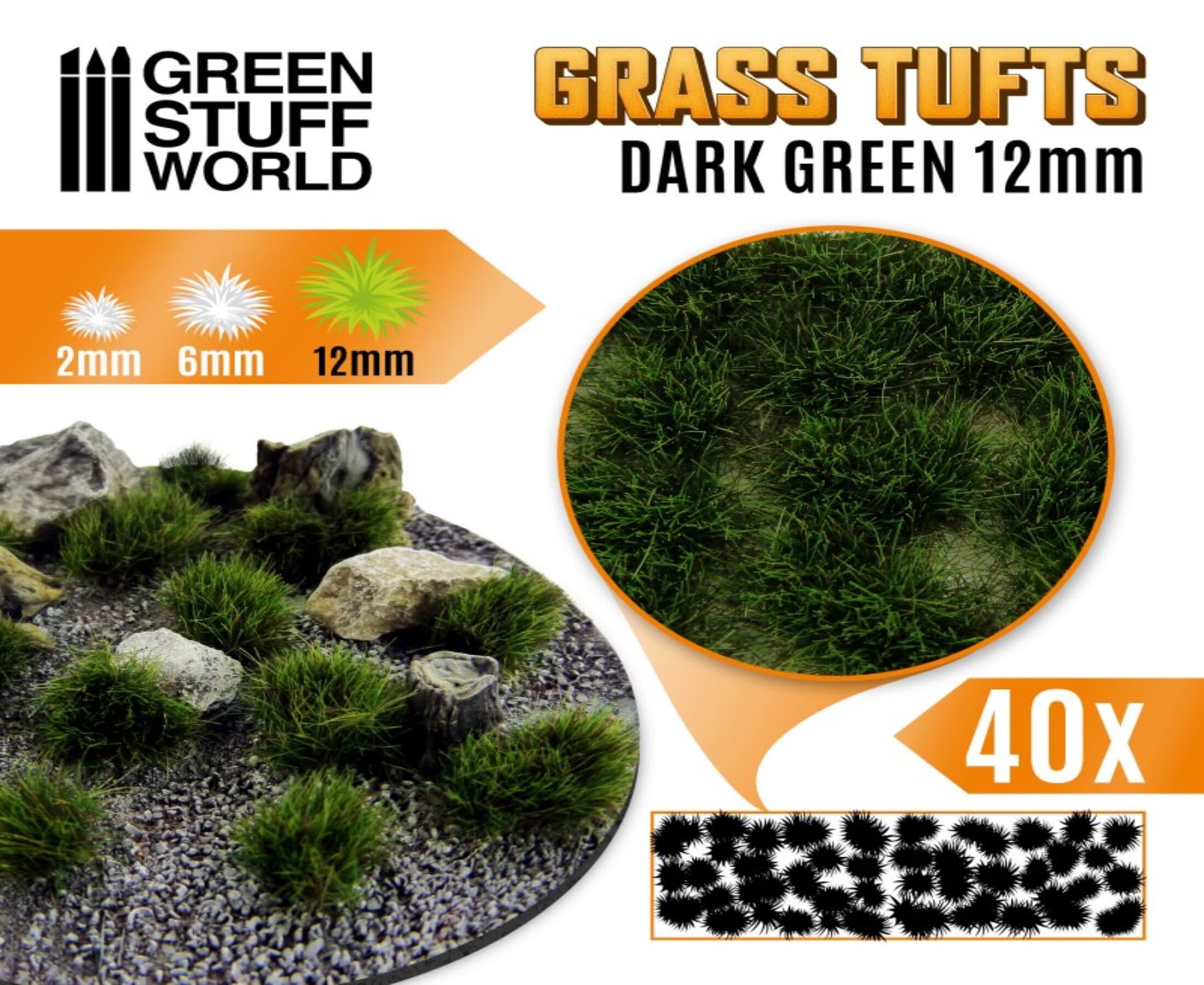 2mm short light green static grass, making tufts pathways