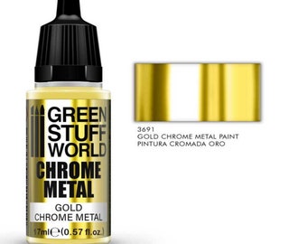 Chrome Paint - GOLD 17ml - brush and airbrush metallic paint mirror effect paint, chrome color, mirror silver