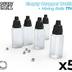 5x Spare Paint Pots - Paint Jars with MIXING BALLS for mixes vallejo, model color, citadel, scale75 and others