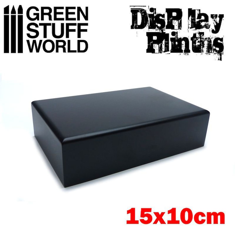 RECTANGULAR PLINTH 15x10 cm BLACK base figures miniatures scenery exhibition mdf wood image 1