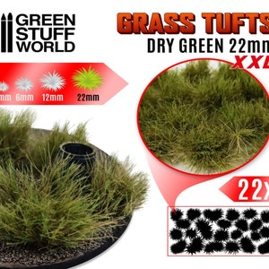 Grass TUFTS XXL - 22mm self-adhesive - Dry Green - Scenery Miniature Basing compatible with Wargames Wargaming