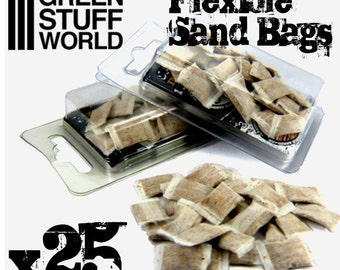 25x flexible SANDBAGS - Basing Model sand bag trench 40k tank armor Juweela
