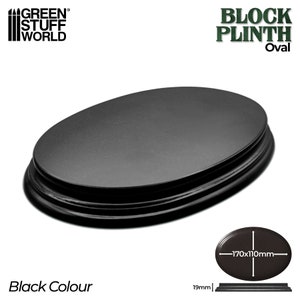 OVAL DISPLAY PLINTH 17x11 cm Black - base figures miniatures scenery exhibition mdf wood