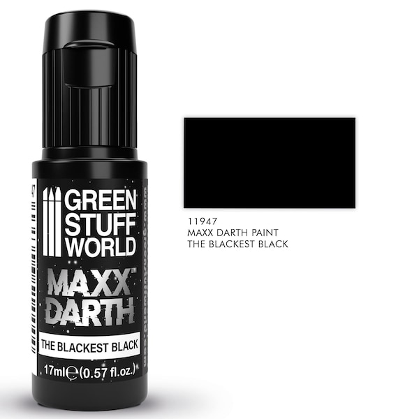 Maxx Darth Black Paint 17 ml - The blackest black paint by GSW - Acrylic Brush and Airbrush Ultra-Black paint. The Blackest paint ever
