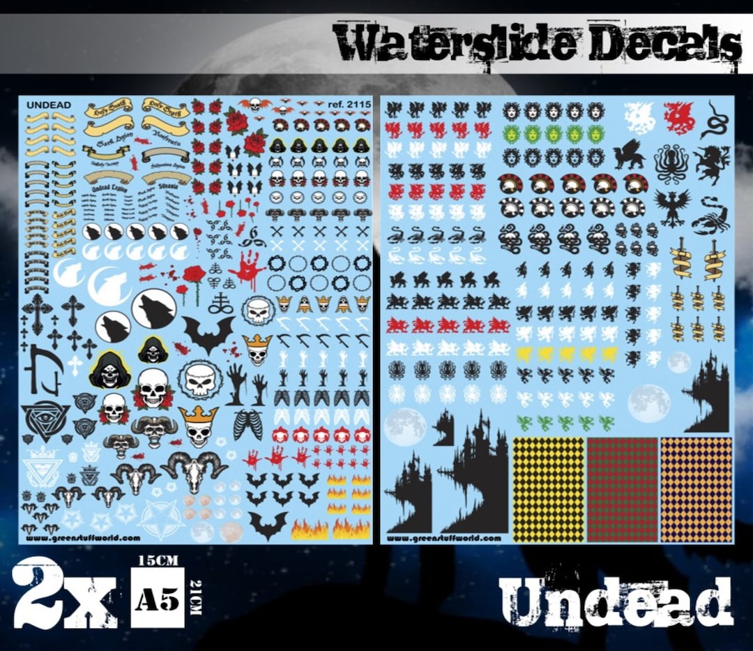 Waterslide Decals Undead Water Slide Decals Compatible With Warhammer