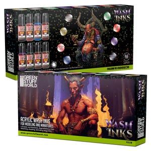 Set 8x Wash Inks - Brush and Airbrush Acrylic Paints Shading compatible with Wargames Wargaming Miniatures Painting image 3