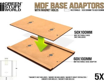 MDF Base adapter - Rectangular 50x100mm to 60x100mm - compatible with Wargames TOW Old World  Wargaming and other miniature games