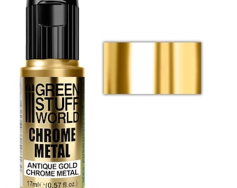 Chrome Paint - ANTIQUE GOLD 17ml - brush and airbrush metallic paint mirror effect paint, chrome color, mirror silver
