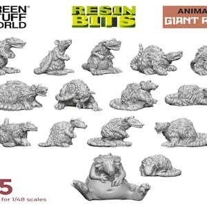 GIANT RATS Resin Set - wargames miniature battlefield warzone skaven resin rat mouse rubbish