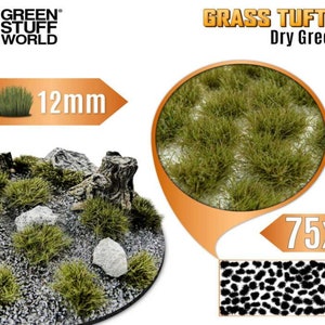 Static Grass Tufts 12 mm - Dry Green - Scenery Miniature diorama Basing Landscape