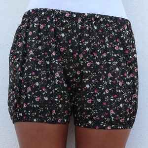 Short de Yoga Iyengar-Noir à fleurs roses Boomer-Short-Popeline coton image 3