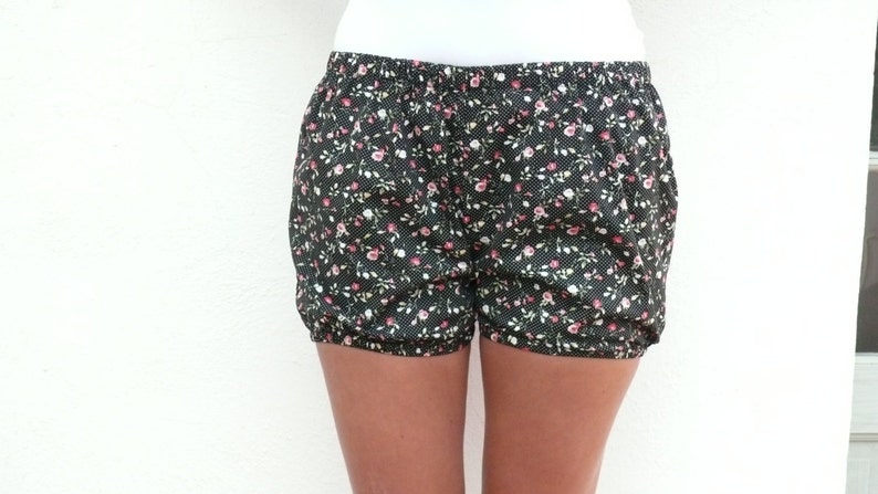 Short de Yoga Iyengar-Noir à fleurs roses Boomer-Short-Popeline coton image 4