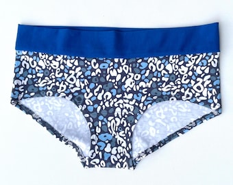 Organic Cotton Boxer Briefs – Blue Animal Print, Comfortable Underwear