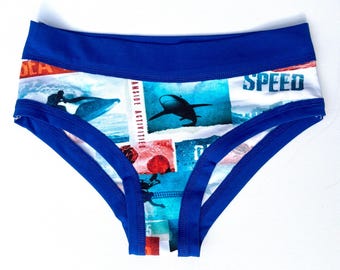 Shark Print Organic Cotton Panties - Comfortable Ladies Underwear