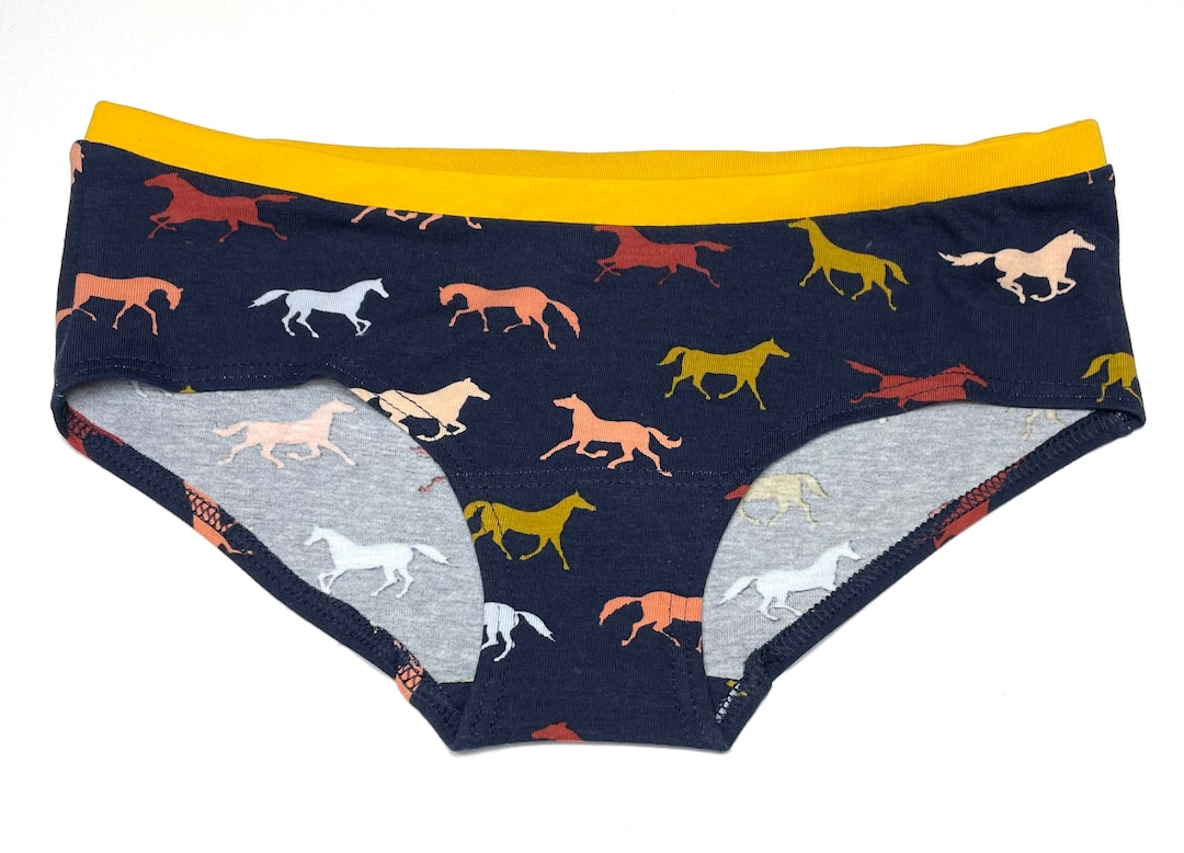 Organic Cotton Ladies Panties Navy Horses Etsy