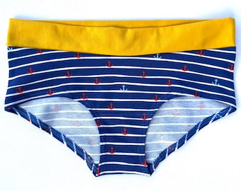 Organic Cotton Boxer Briefs - Handmade Anchor Print Underwear