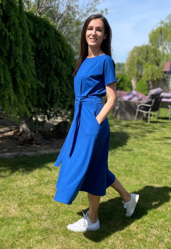 teal midi dress formal Womens Reversible Teal Midi Dress Modal Cotton