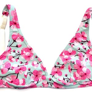 Reggiseno biologico Pink Branches - con spalline regolabili e apertura posteriore - senza ferretti, senza imbottitura - tessuto a doppio strato sul davanti