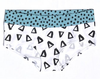Organic cotton ladies panties - no-rubber boxers - double folded stretch fabric in waist - regular waist heigh - Triangles
