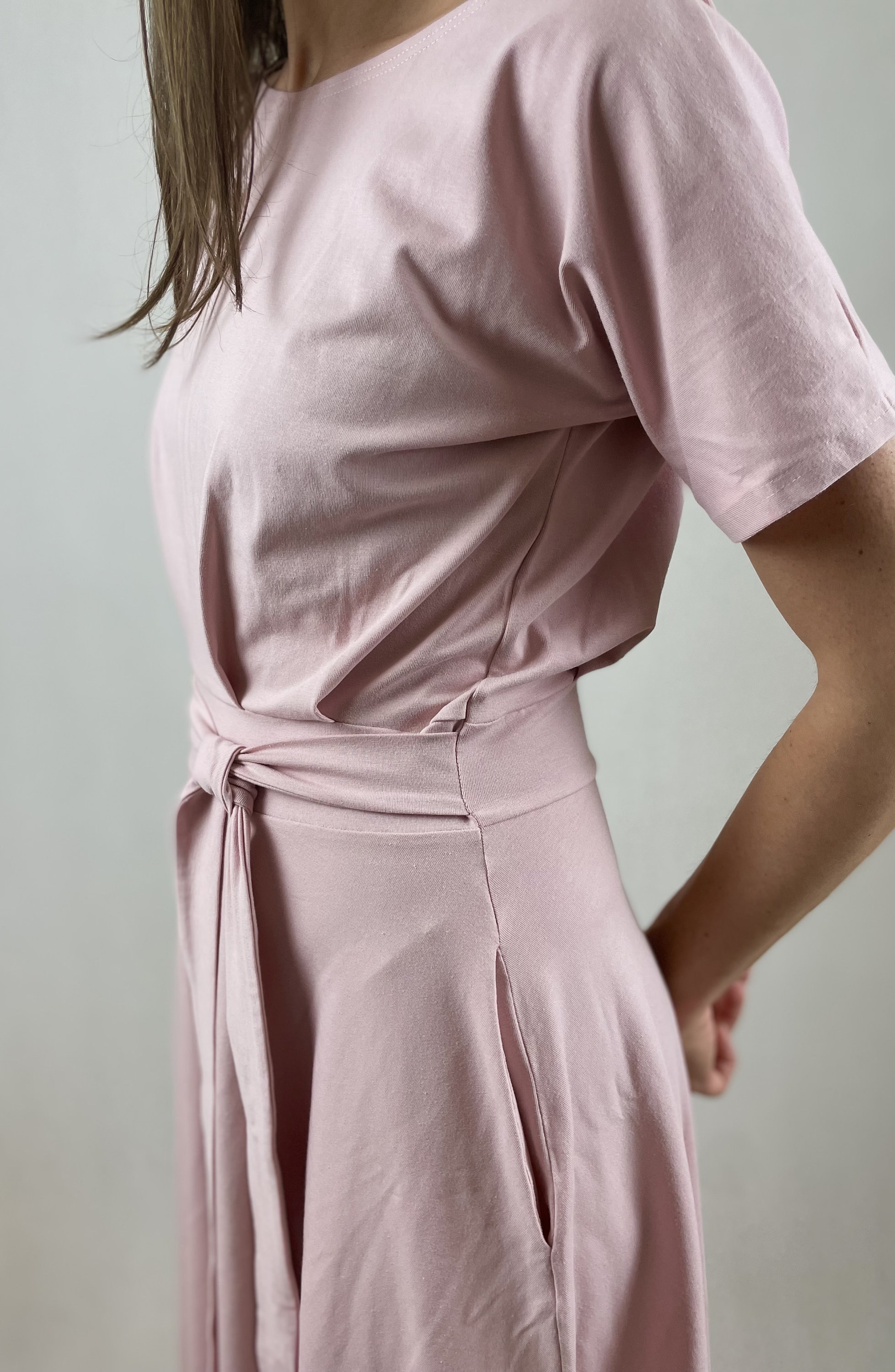 strapless open back dress Pale Pink Cotton Voile Dress