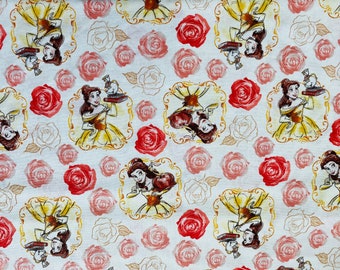 100% cotton Quilting Disney Princess fabric Belle Framed Beauty & the Beast sold by the yard BTY, 1/2 yard, Fat Quarter FQ **ShIPs QuICk**
