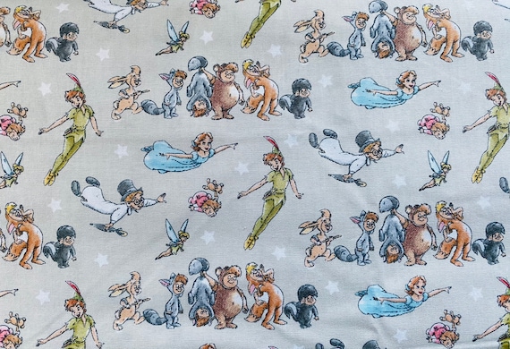 100% Cotton NEW Disney Peter Pan & Friends Quilt Quilting Fabric Lost Boys Wendy Tinkerbell sold by the yard, 1/2 yard and FQ *Ships Quick*