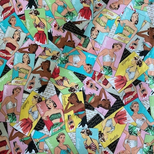Sold by the 1/2 yard 100% Premium Quilt Prints Cotton Fabric Simplicity Swimsuit Ladies Vintage Retro Swimwear Summer  *SHiPS QuICK*
