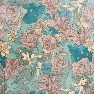 100% cottn quilting fabric Jasmine rose floral Aladdin Disney Princess sold by the yard, 1/2 yard & FQ fat quarter **SHIPS QUICK**