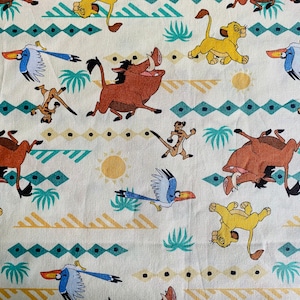 100% Cotton Quilting Fabric Disney Lion King Simba Geo Prints Pumbaa White Blue Yellow sold by yard, 1/2 yard & FQ fat quarter *Ships Quick*